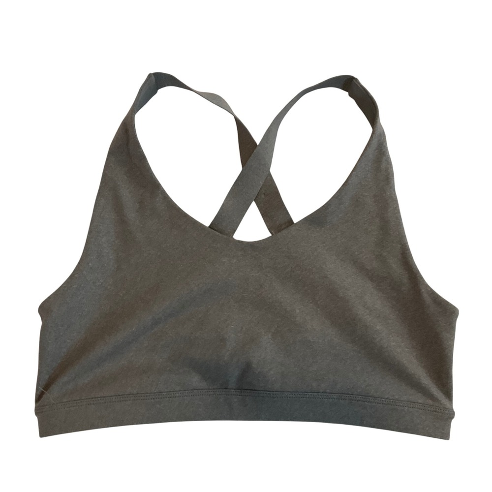 Prana Womens Gray Cross Back Medium Sports Bra Athletic Activewear Top